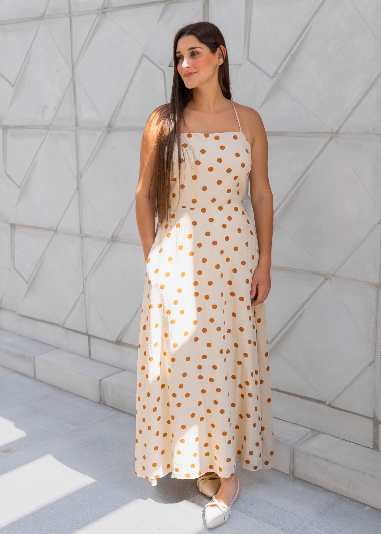 Vestido Beige Lunares