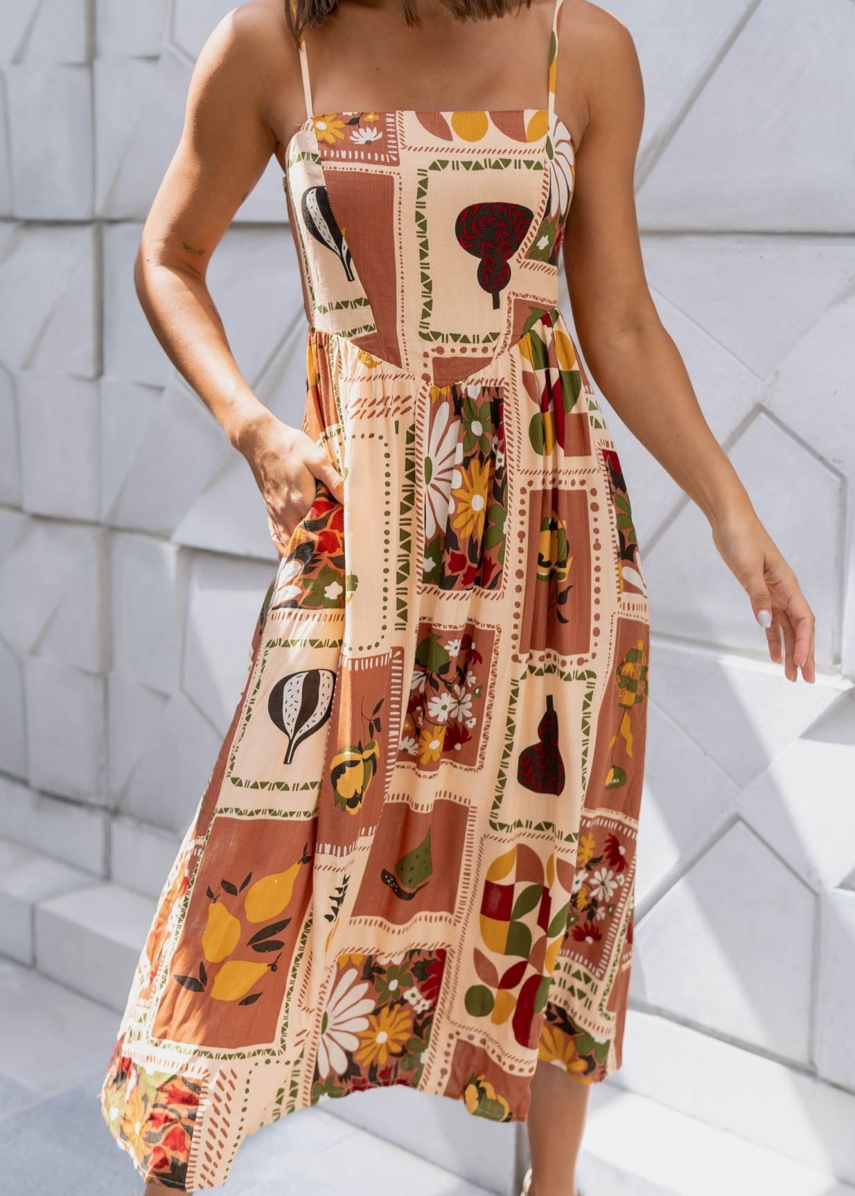 Vestido Beige Estampado