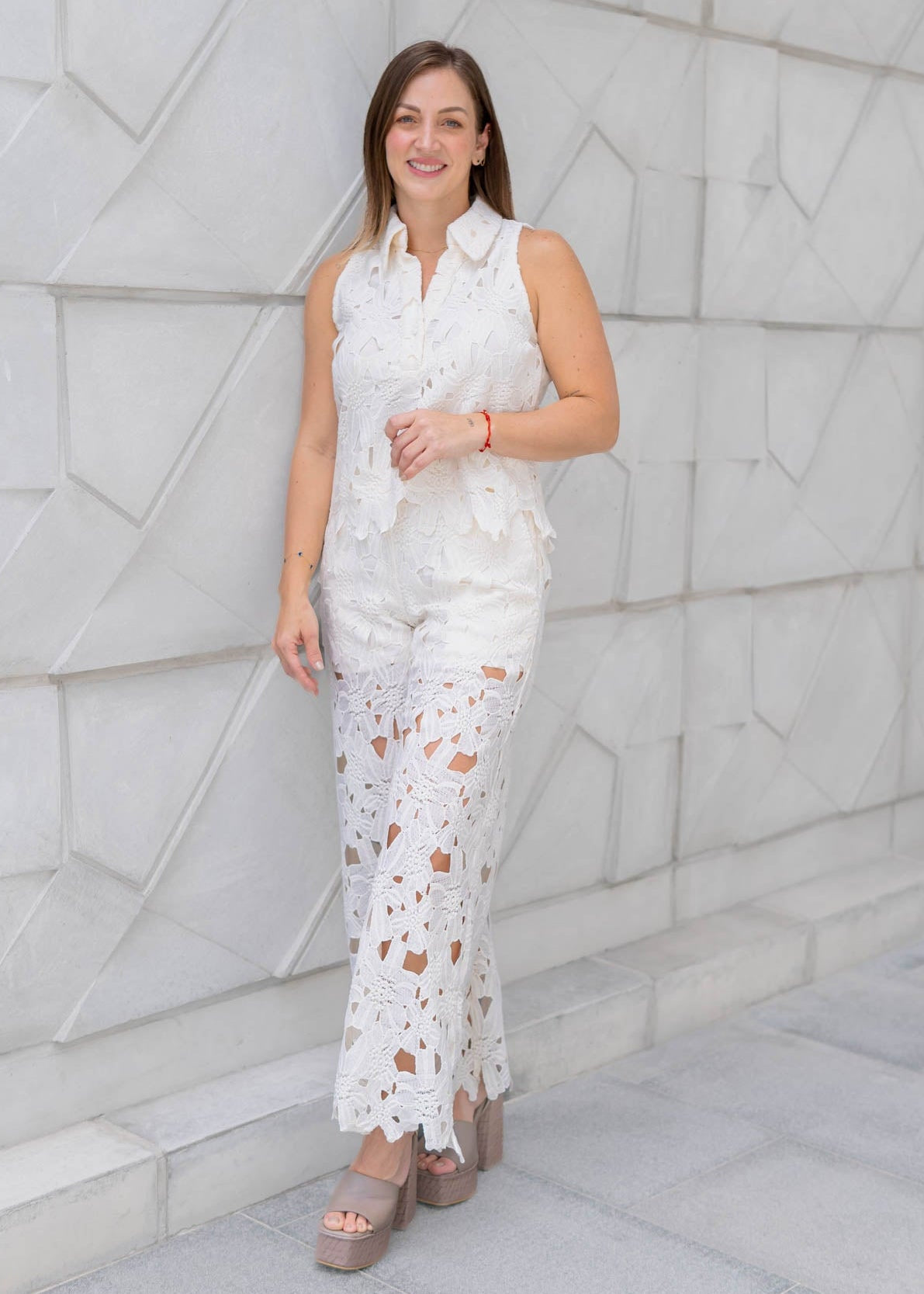 Set Beige Encaje Flores