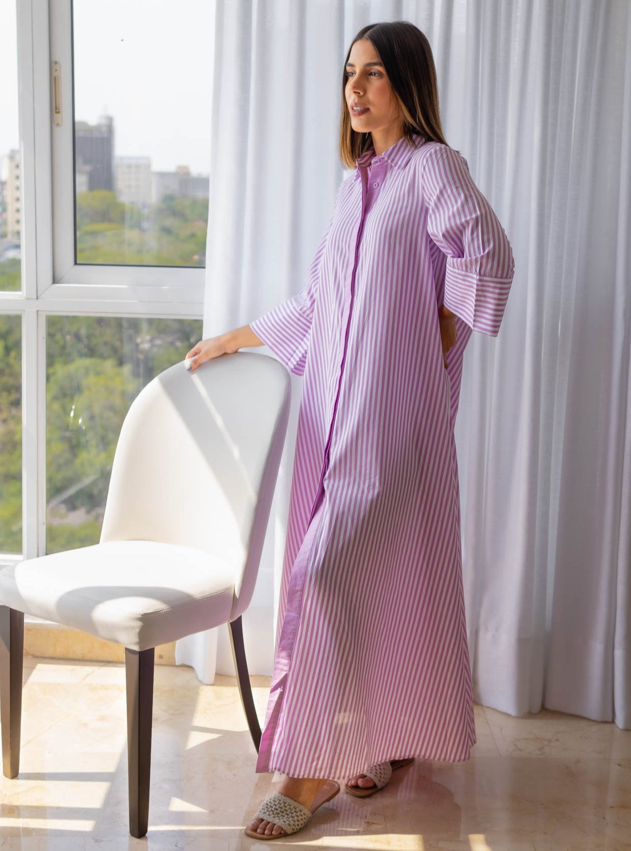 Vestido Camison Lineas Fucsia