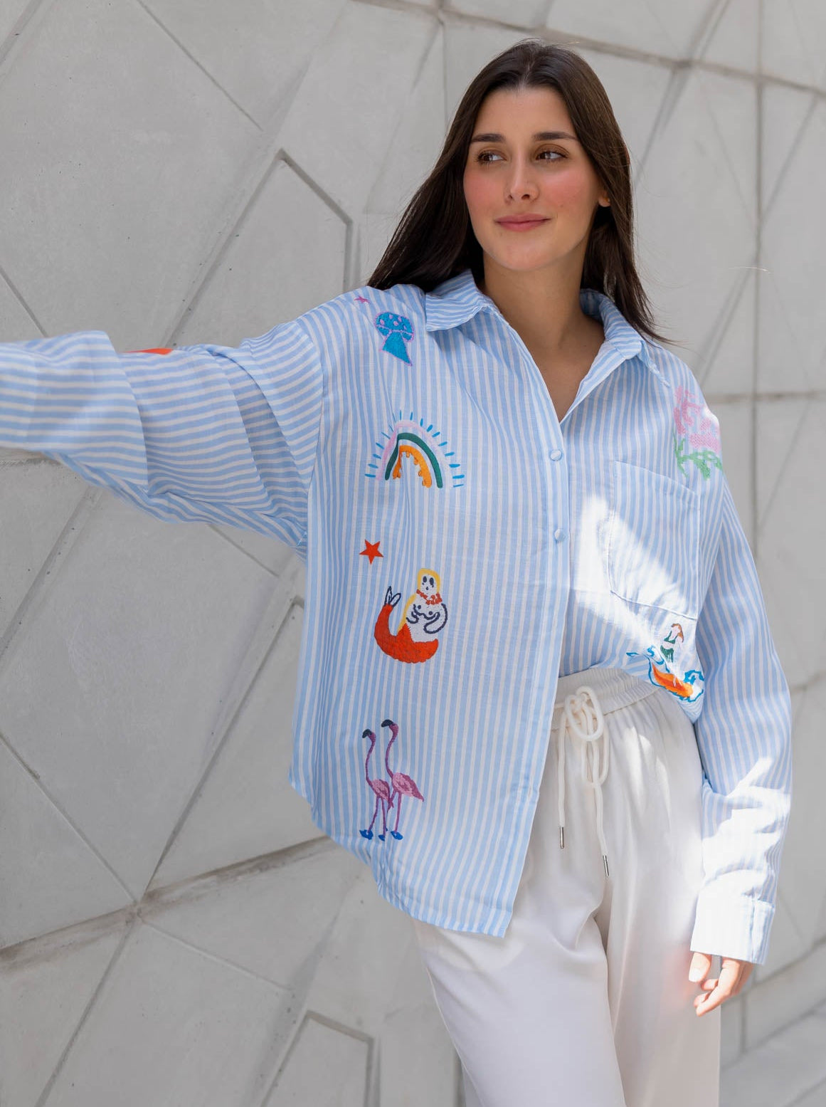 Camisa Lineas Azul/Blanca