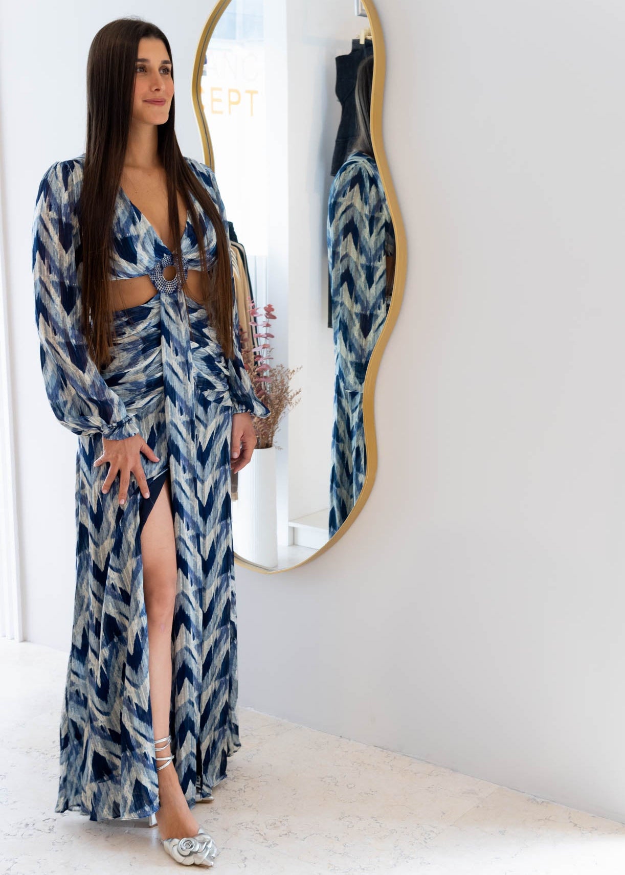 Vestido Azul Degrade Aberturas