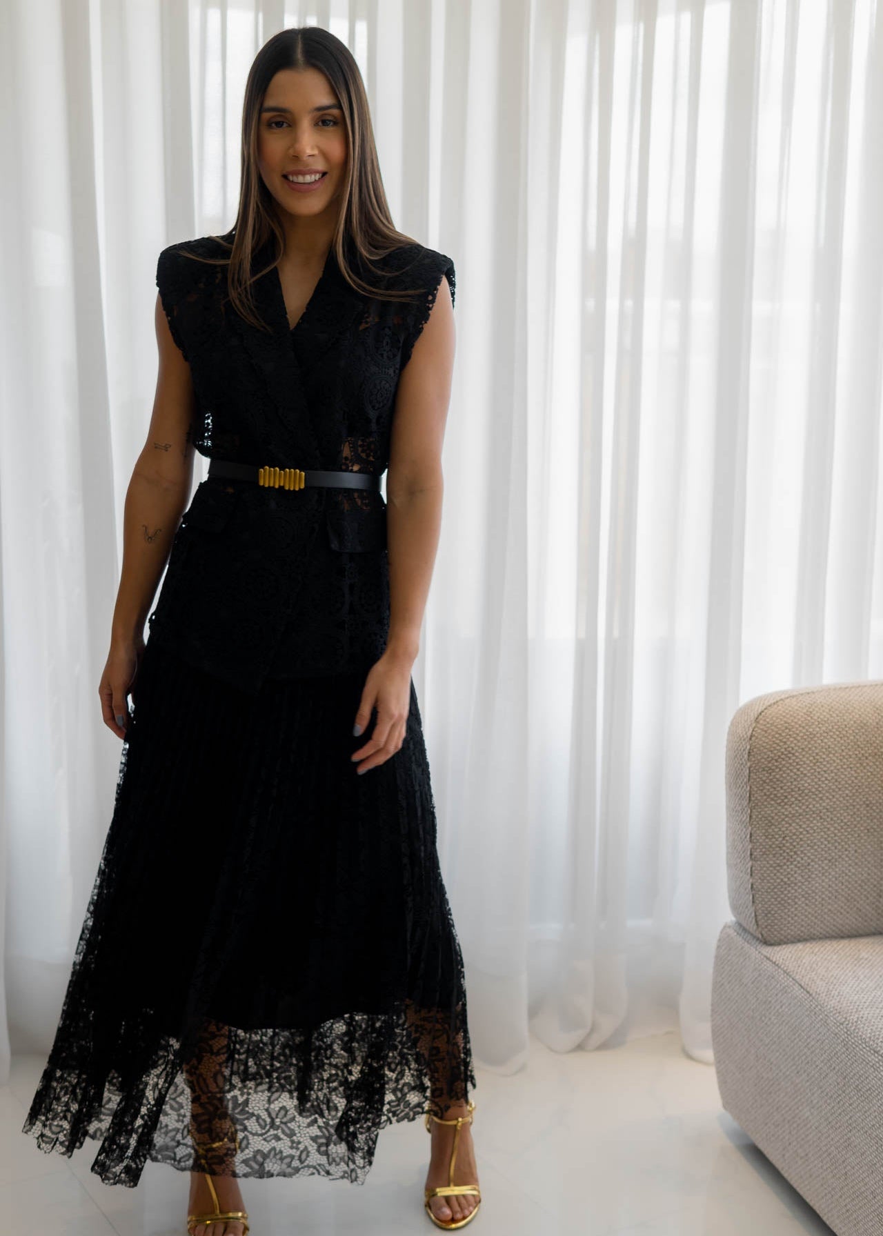 Set Encaje Negro Falda
