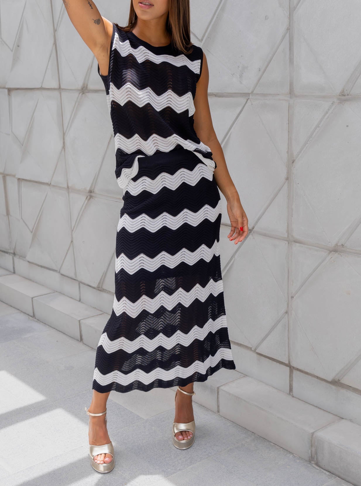 Set Tejido Blanco y Negro