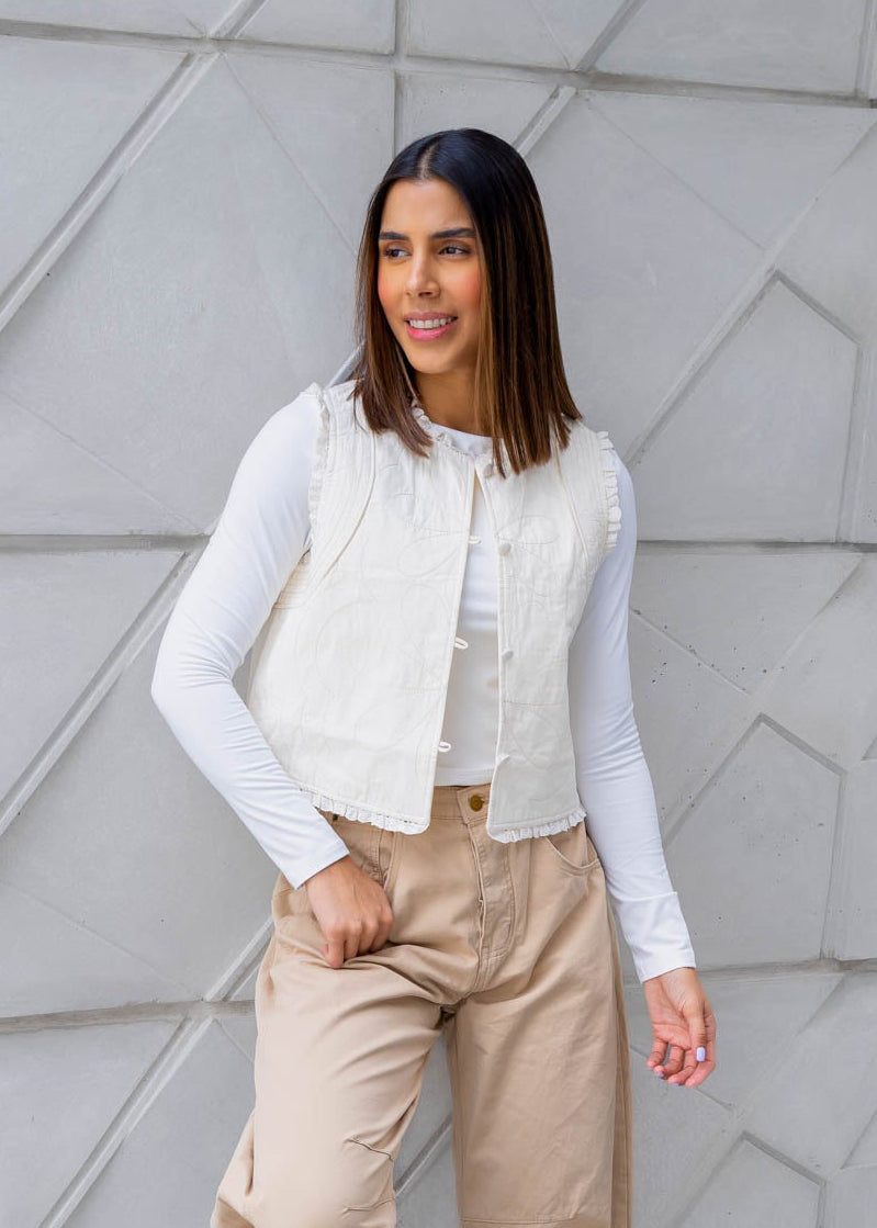 Chaleco Crema Impermeable