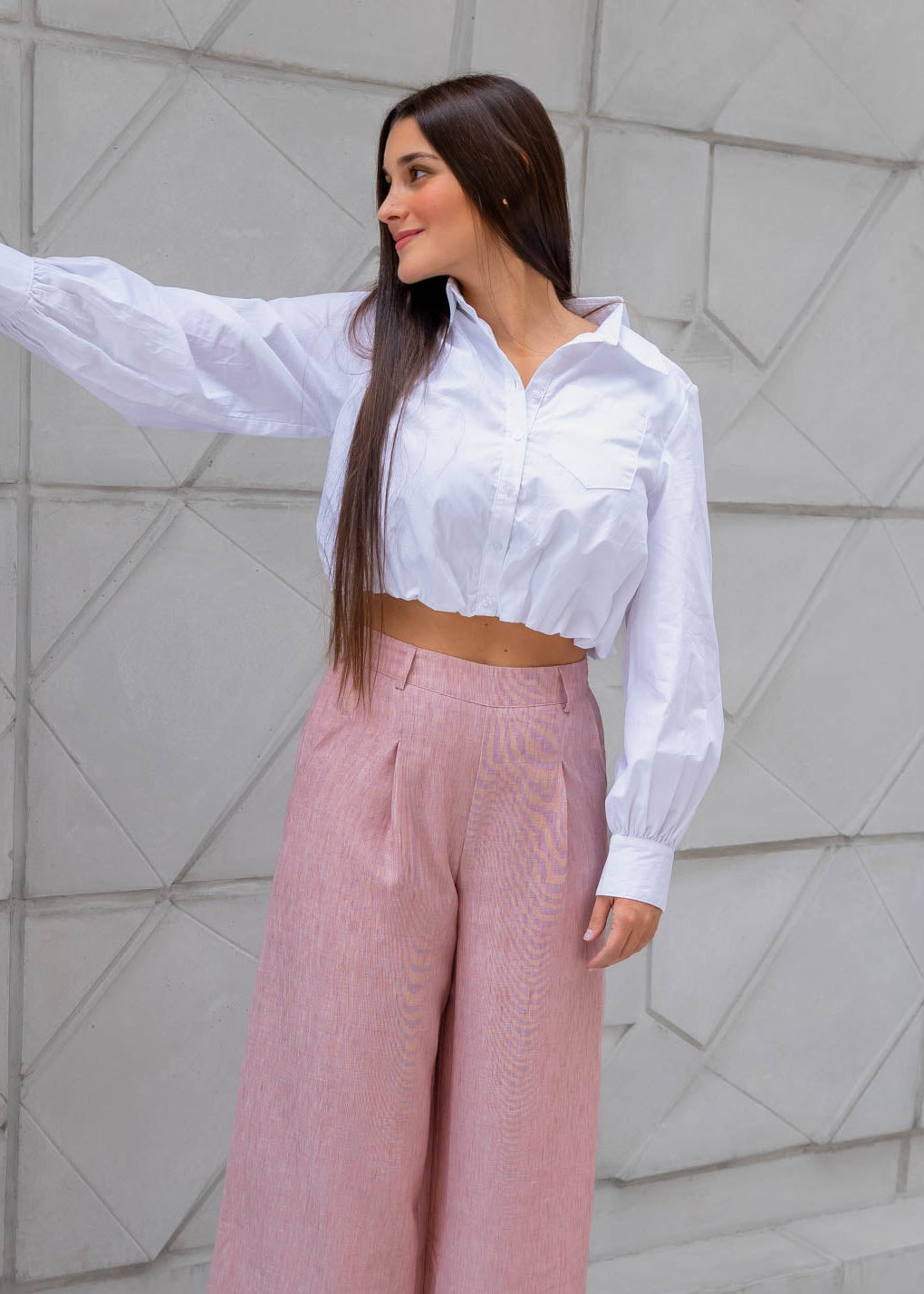 Camisa Blanca Corta Bombache