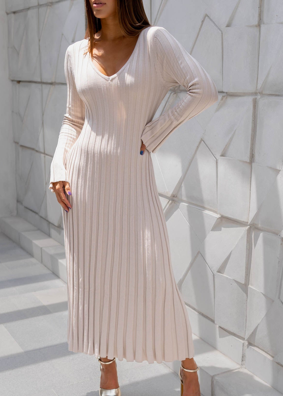 Vestido Beige Tejido