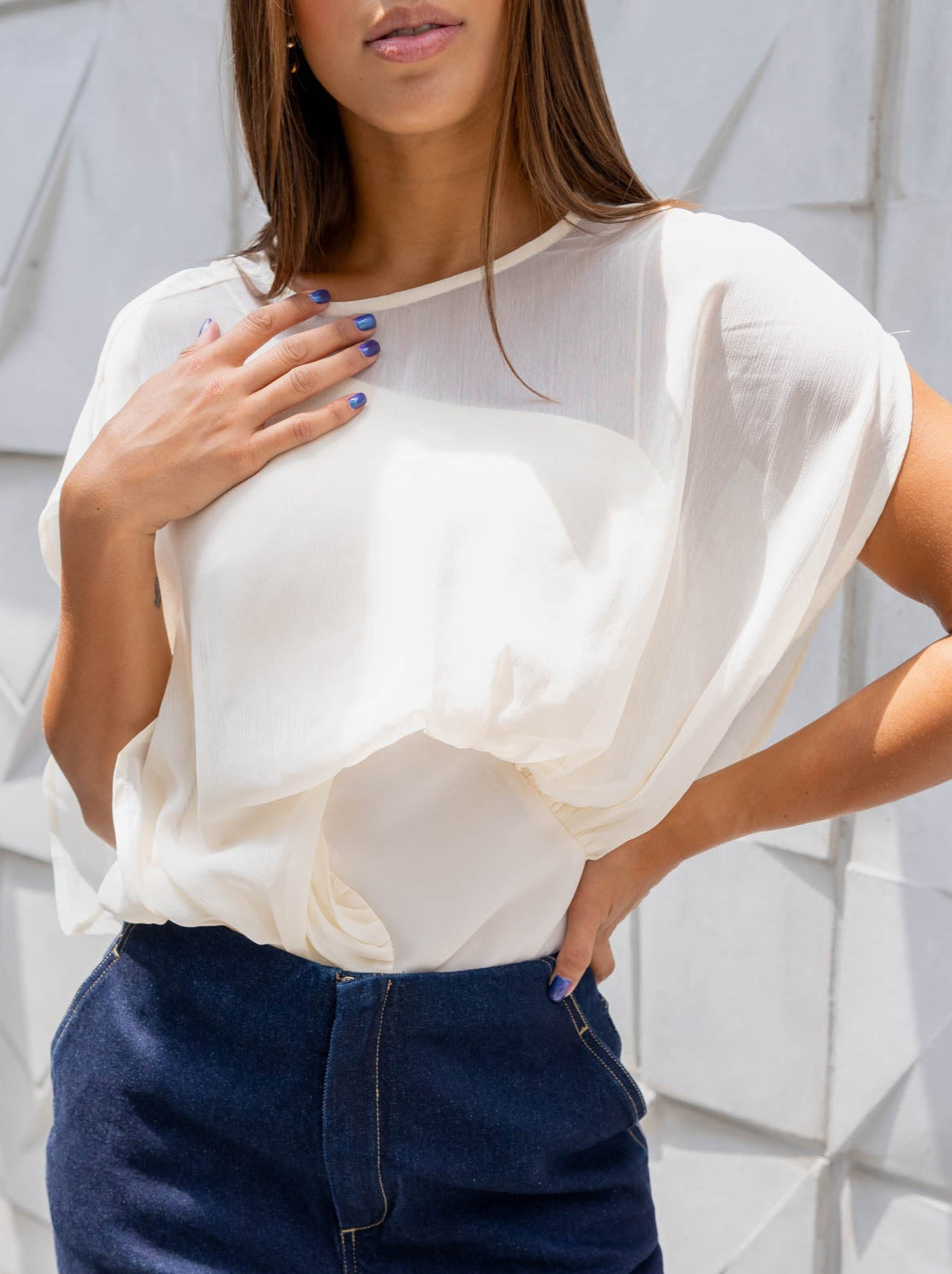 Blusa Beige Doble Chifon