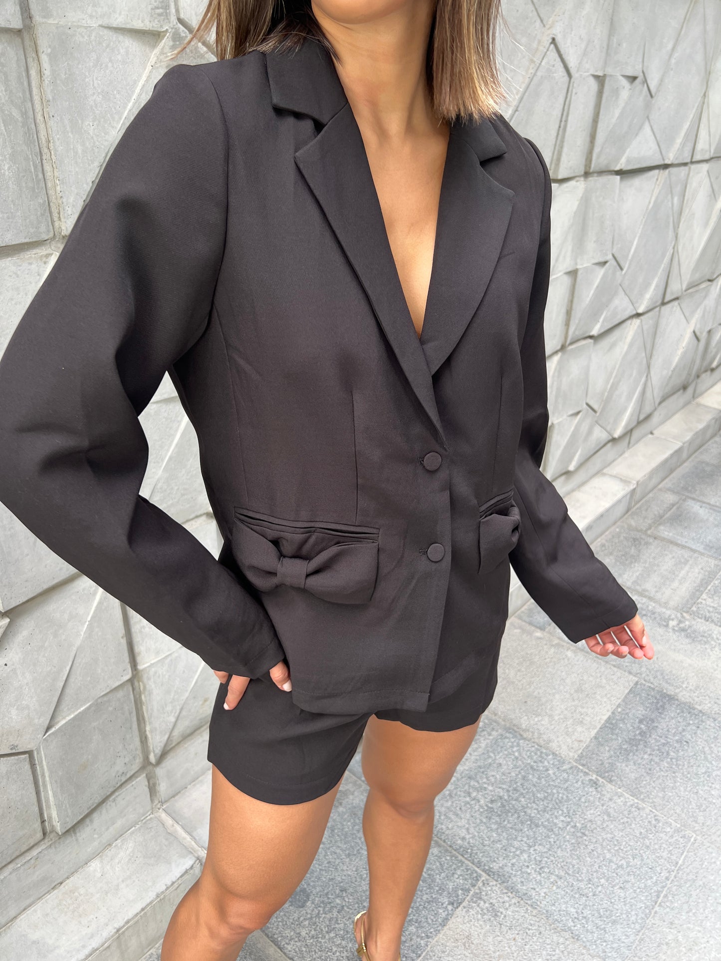 Set Short y Blazer Negro