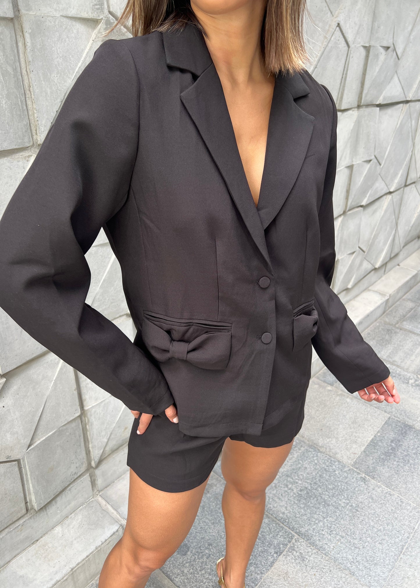 Set Short y Blazer Negro