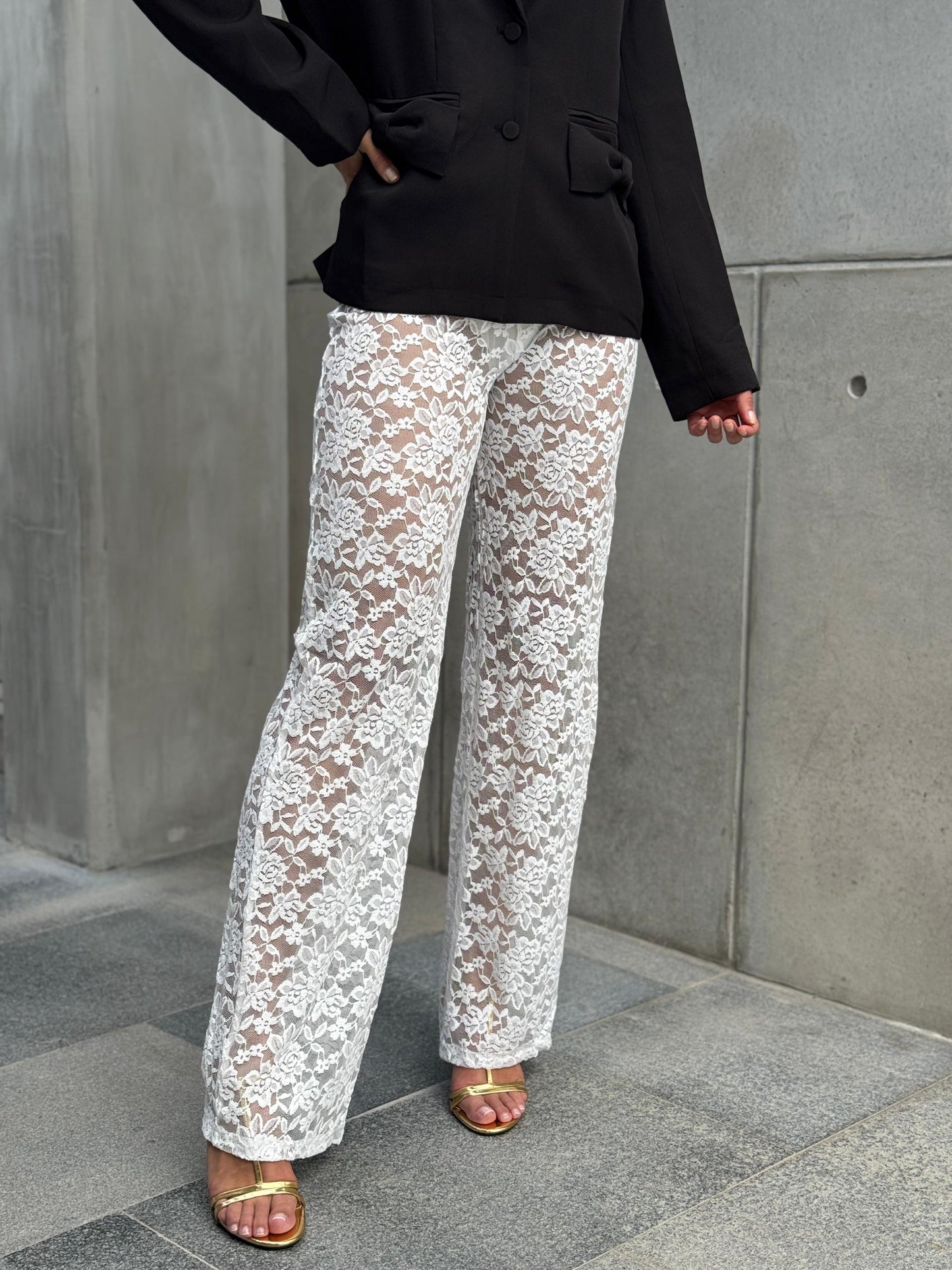Pantalon Encaje Blanco