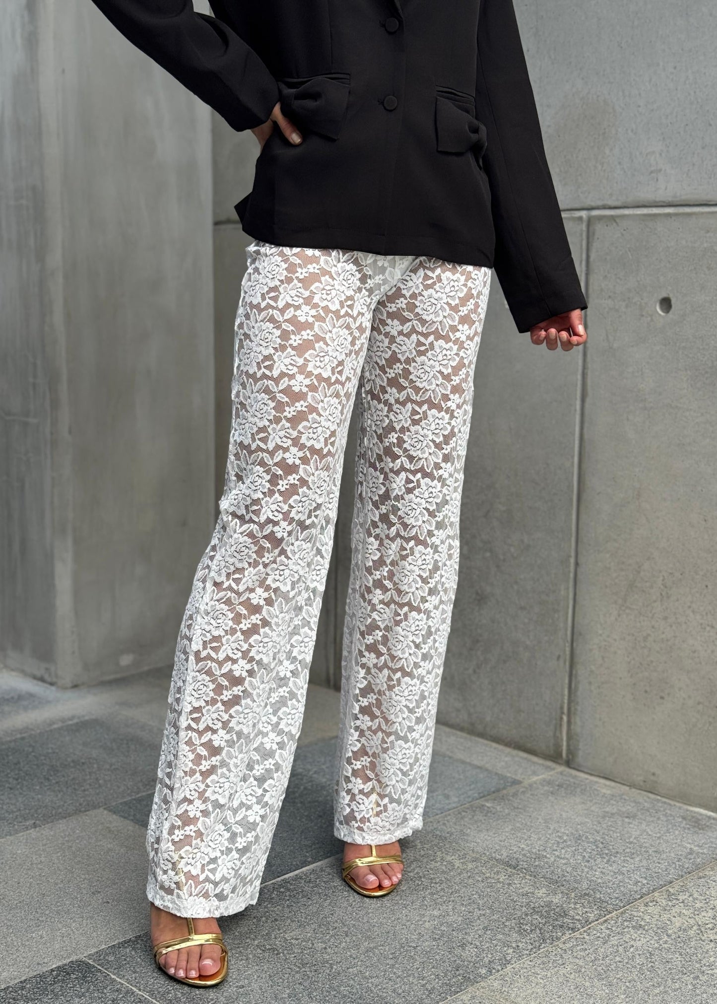Pantalon Encaje Blanco