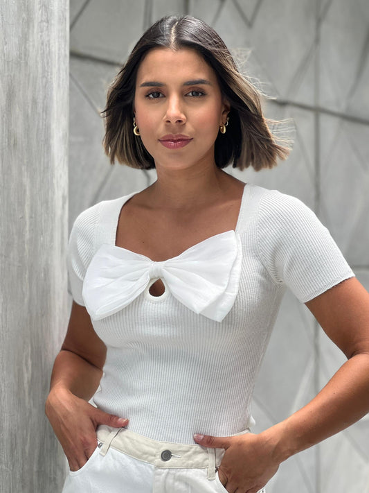 Blusa Blanca Lazo Tull