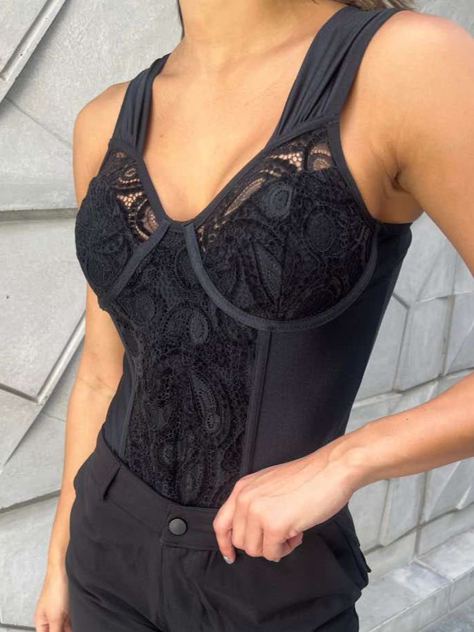Body Negro con Encaje