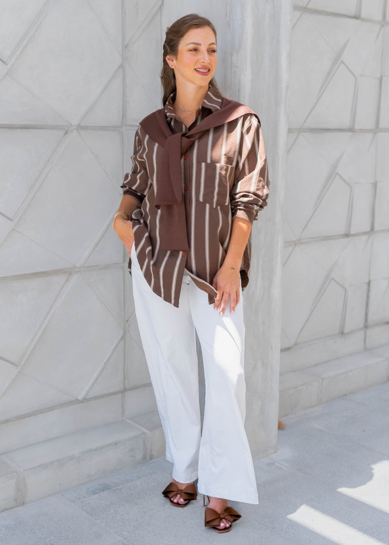 Camisa Marron Lineas