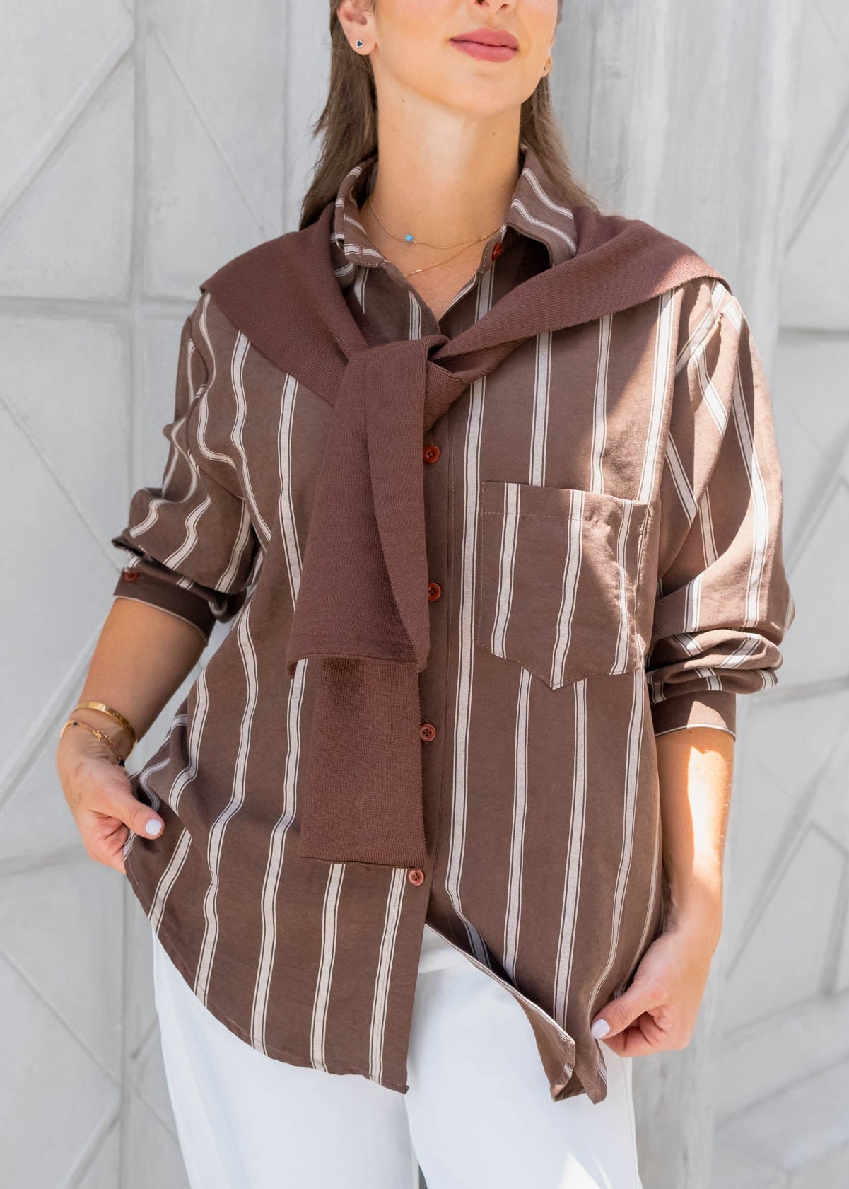 Camisa Marron Lineas