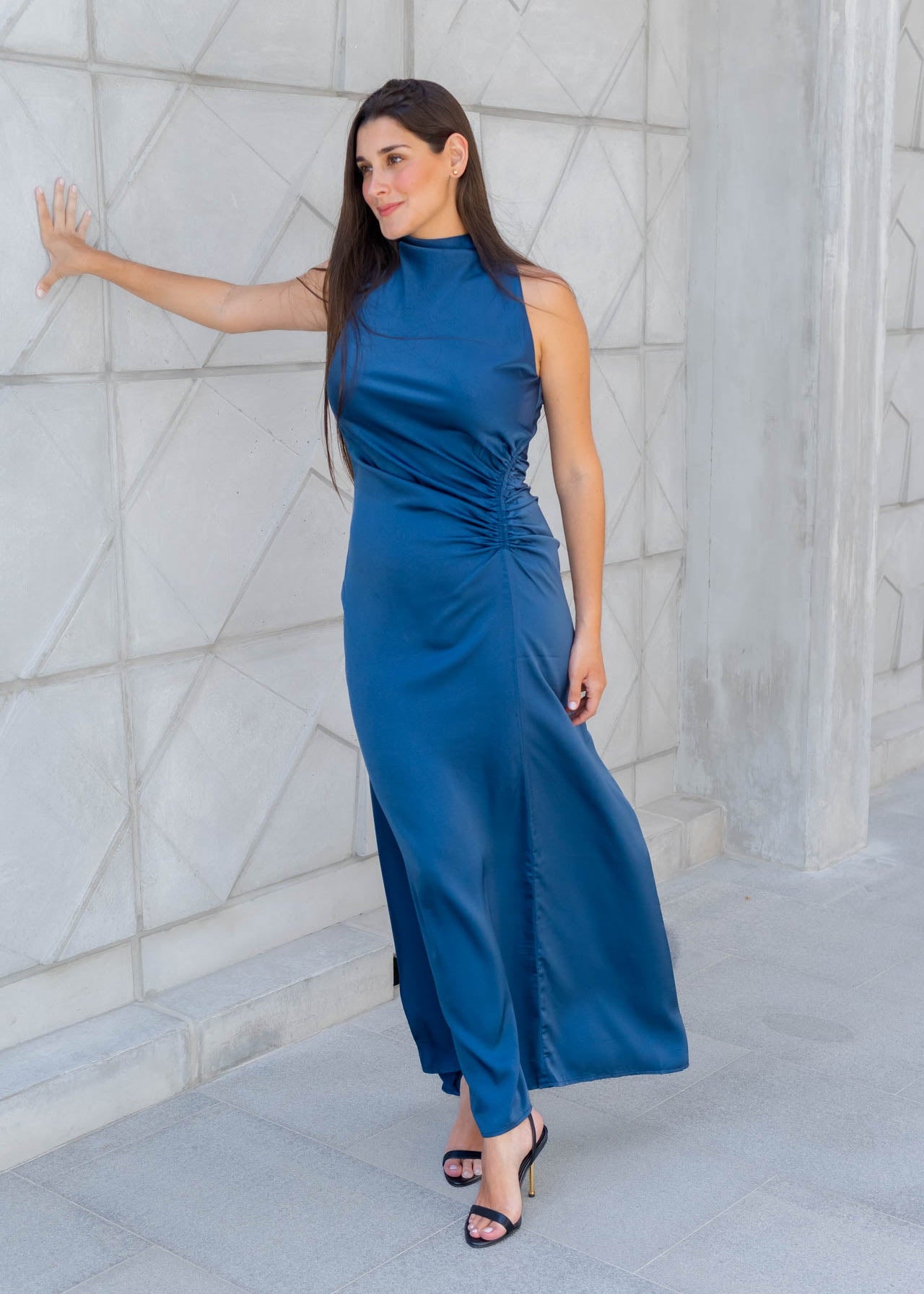 Vestido Satinado Azul