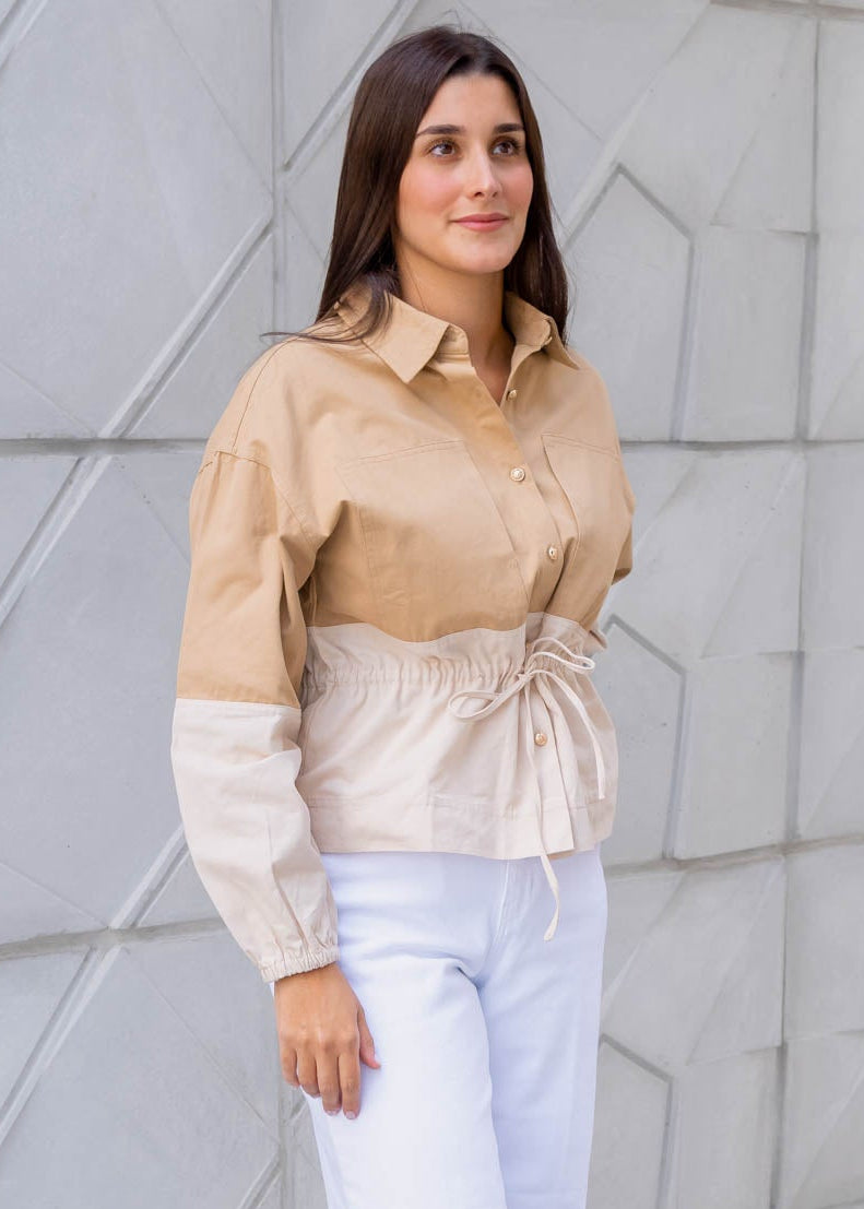 Chaqueta Jean Beige/Crema