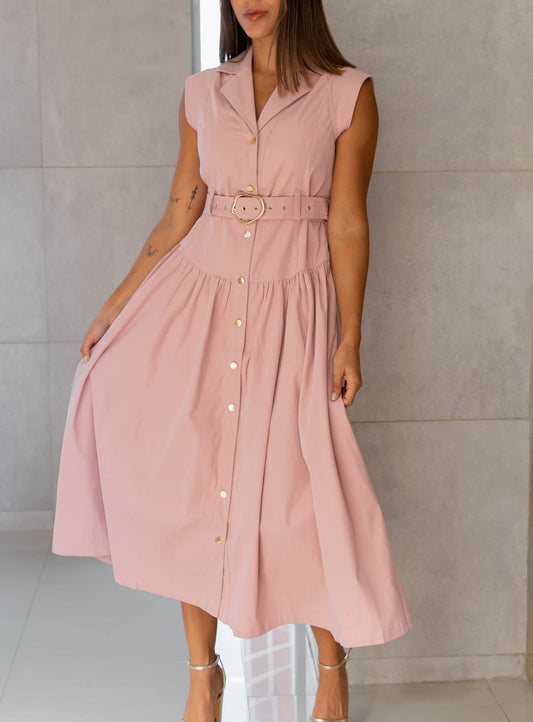 Vestido Rosa Cinturon