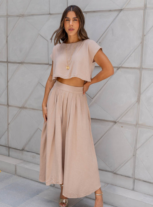 Set Falda Lino Beige