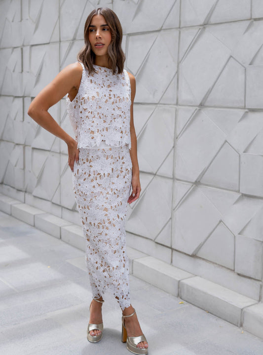 Set Falda Encaje Blanco