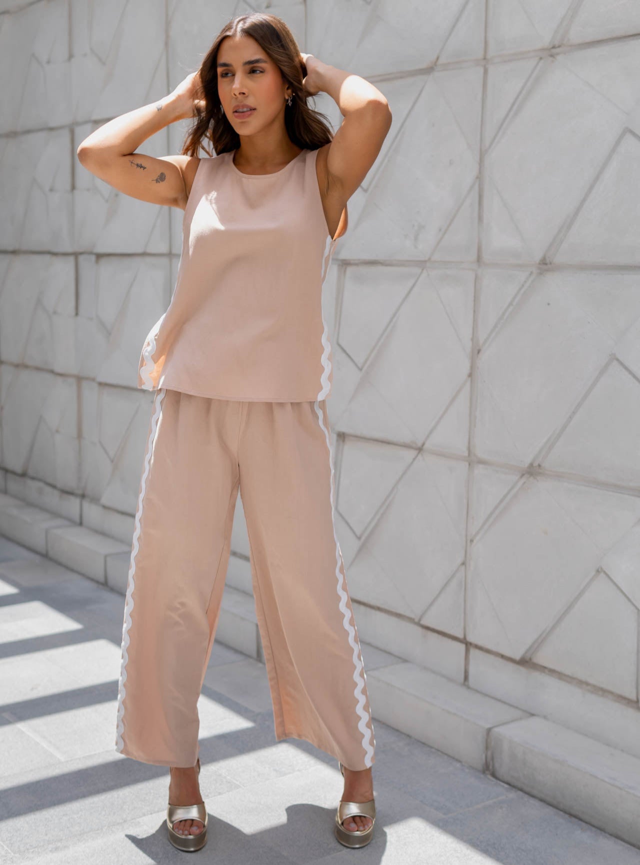 Set Beige Waves Blanco