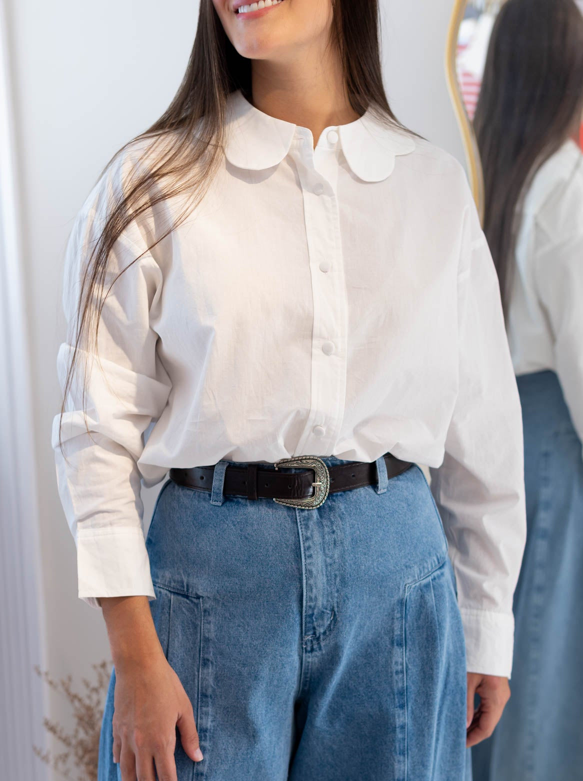 Camisa Blanca Cuello Redondos