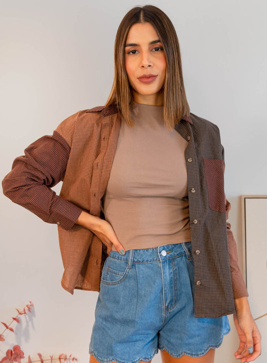 Camisa Tonos Marron Cuadros