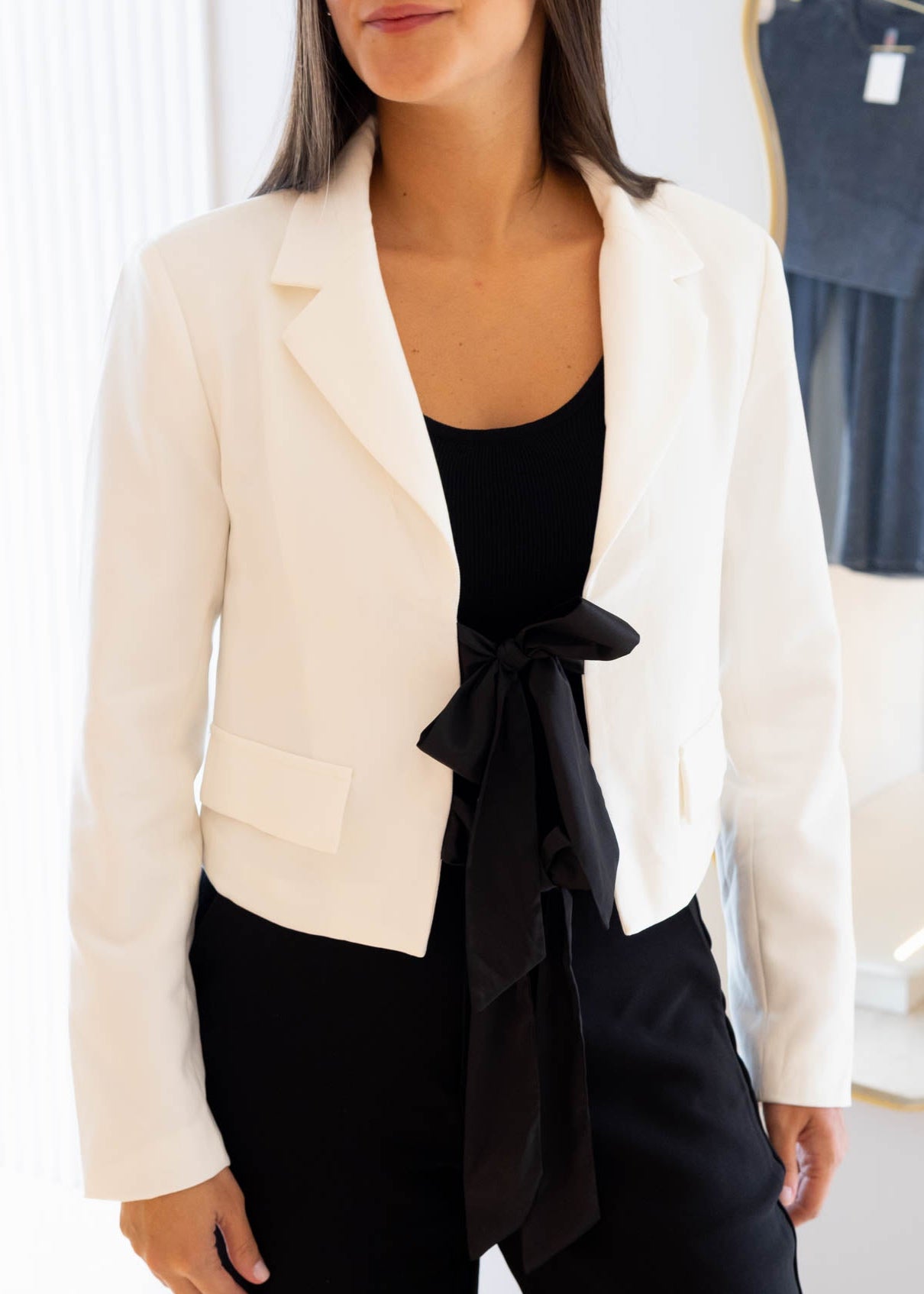 Blazer Blanco Lazos Negros
