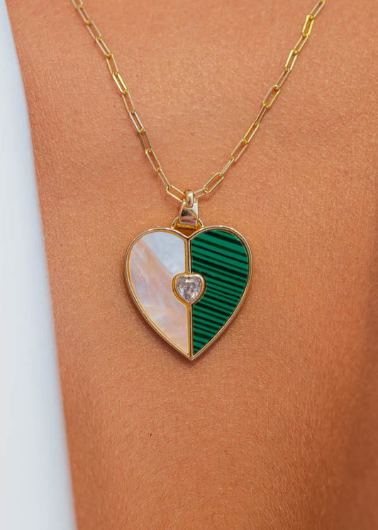 Dije Corazon Blanco/Verde