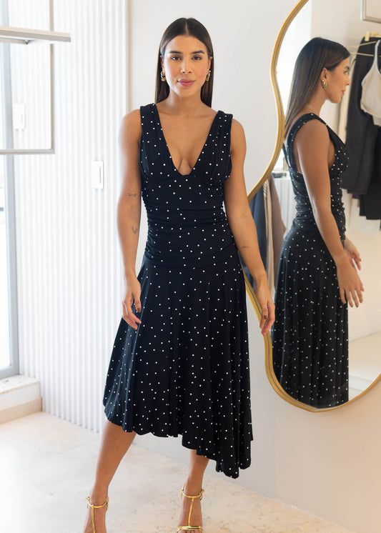 Vestido Negro Lunares