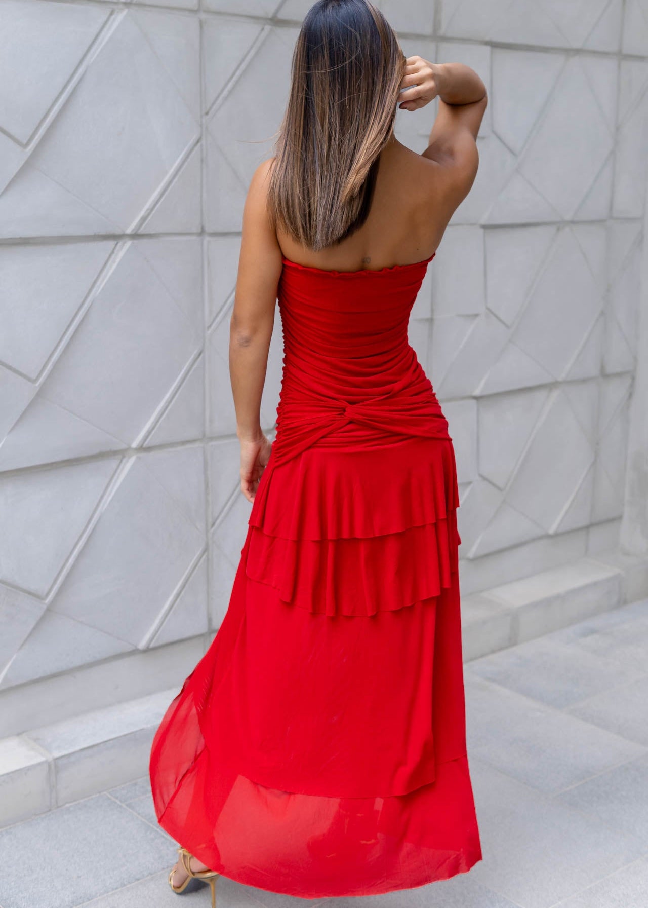 Vestido Strapple Rojo Mesh
