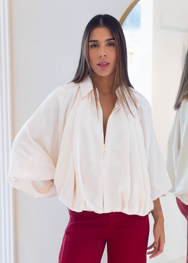 Chaqueta Satinada Beige Bombache