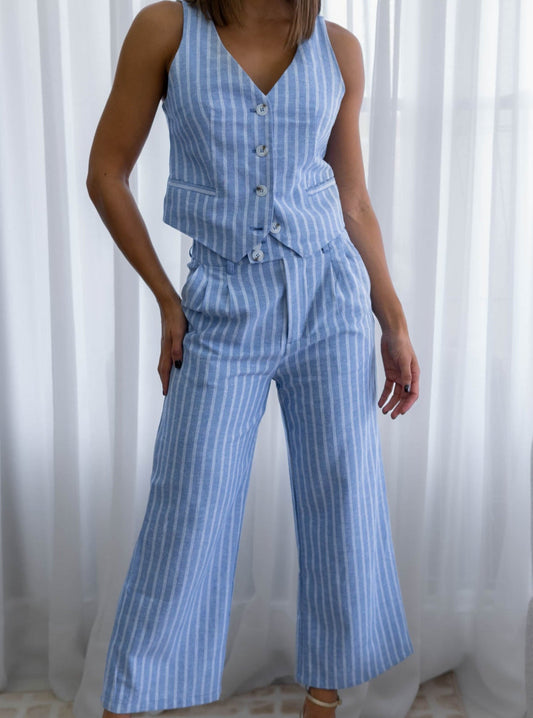 Set Chaleco Azul Lineas