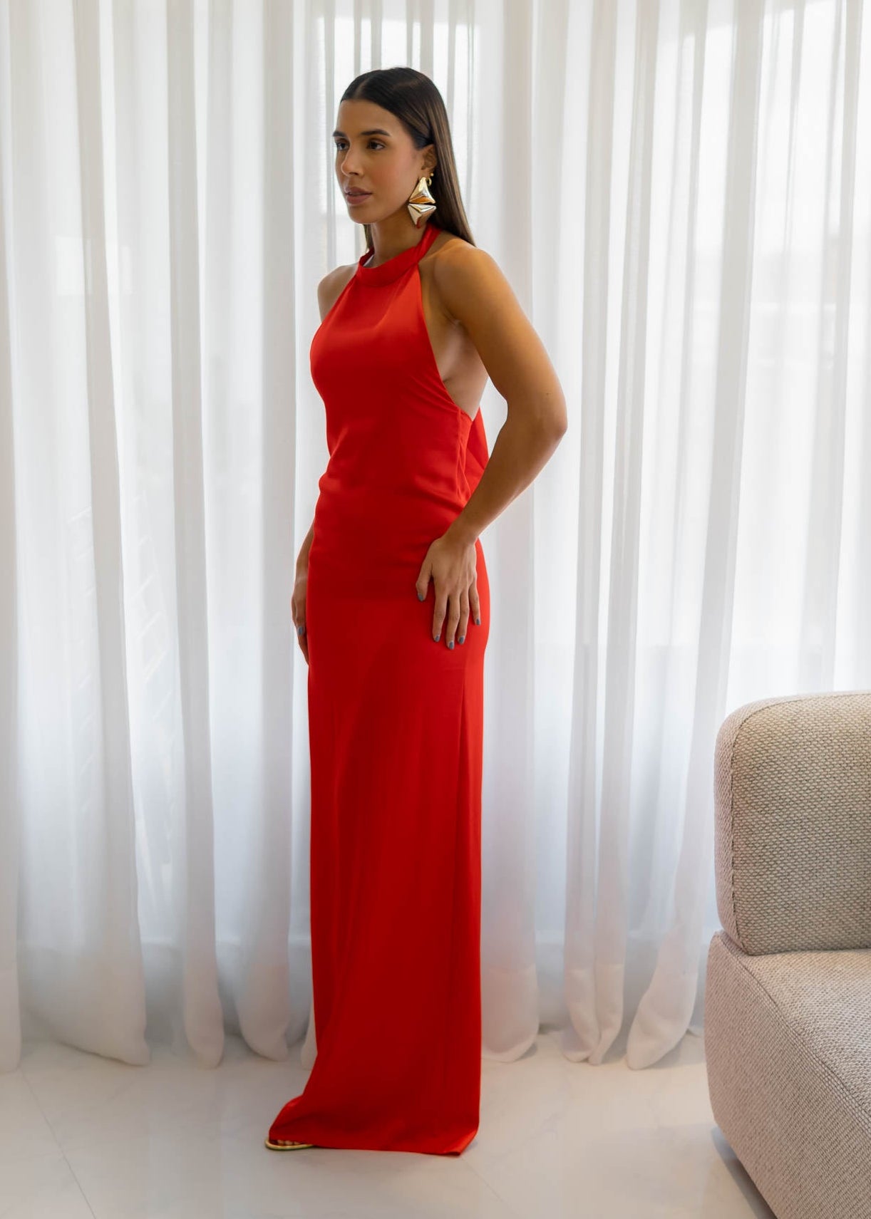 Vestido Satinado Rojo