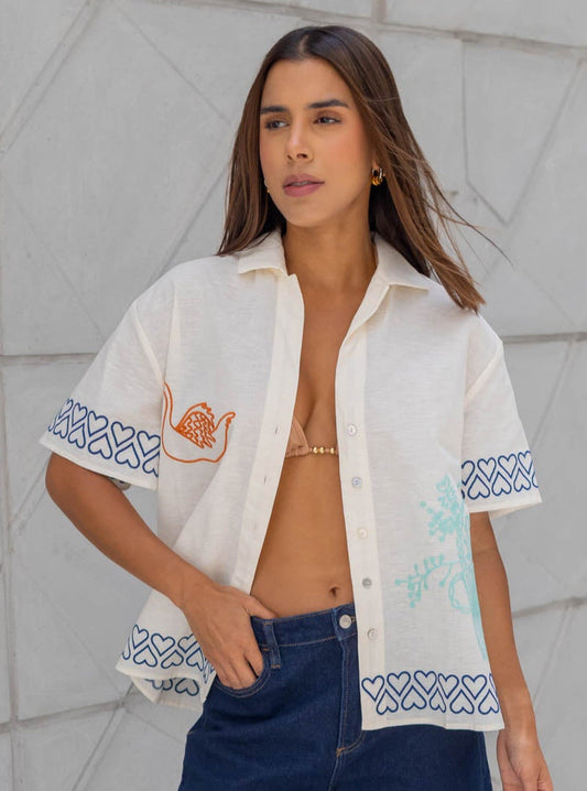Camisa Lino Bordados