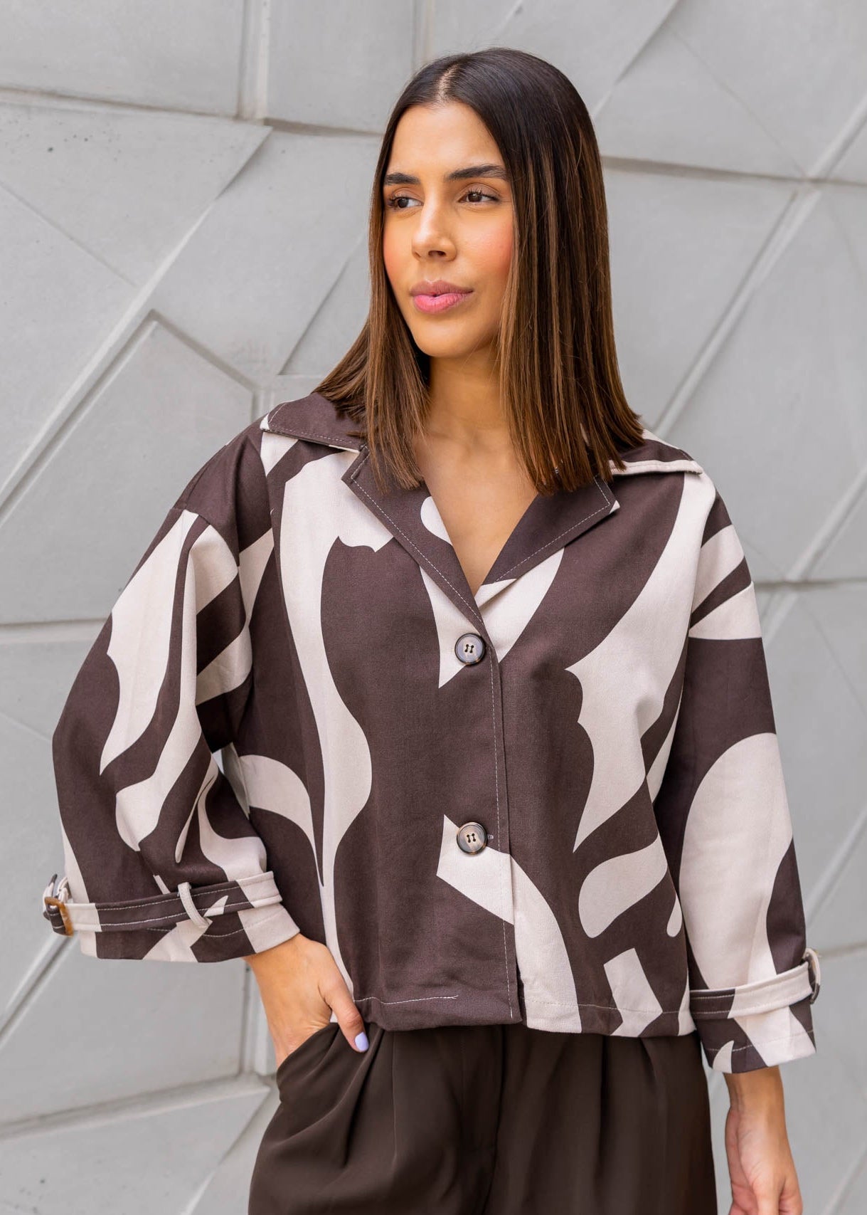 Chaqueta Marron Printed