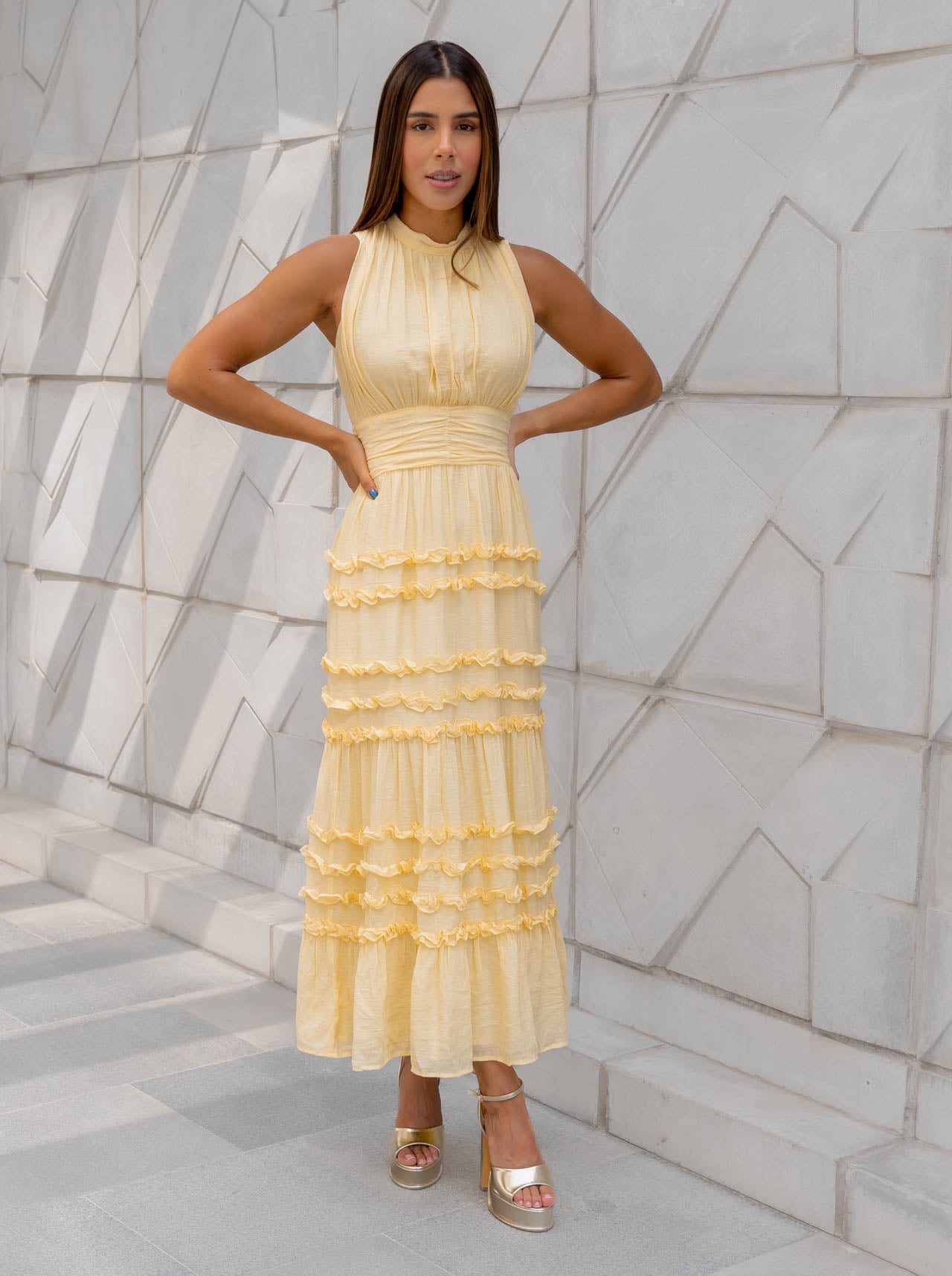Vestido Amarillo Voladitos