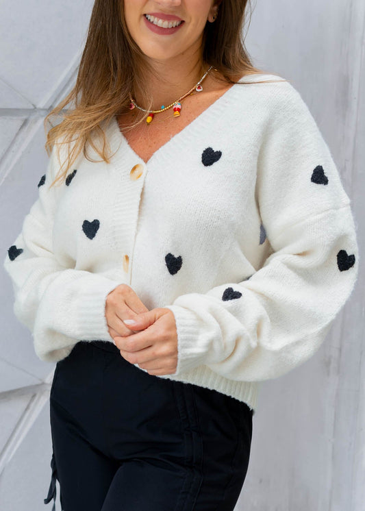 Cardigan Blanco Corazones