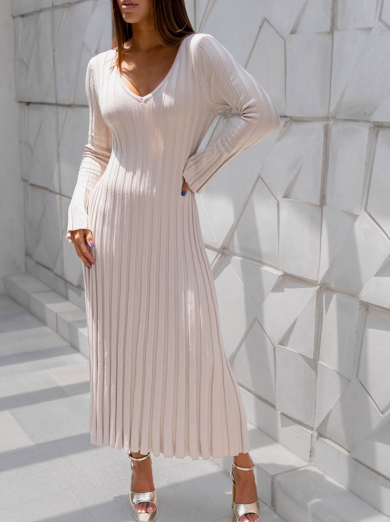 Vestido Beige Tejido