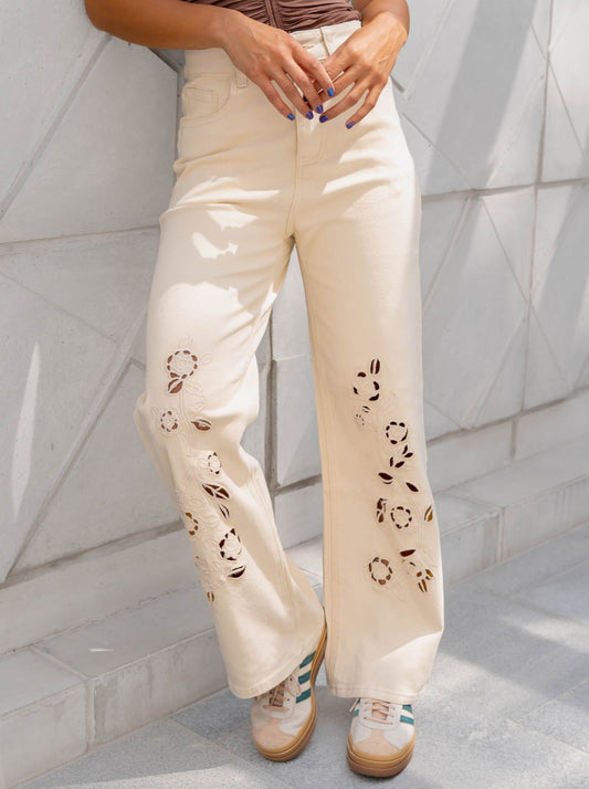Jean Beige Detalles Bota
