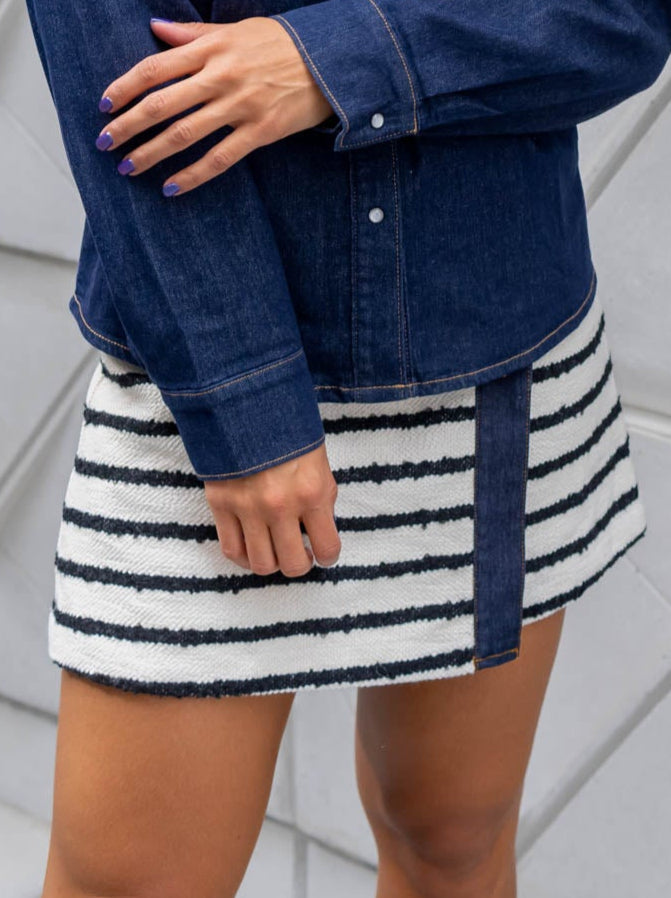 Falda/Short Lineas Pretina Jean