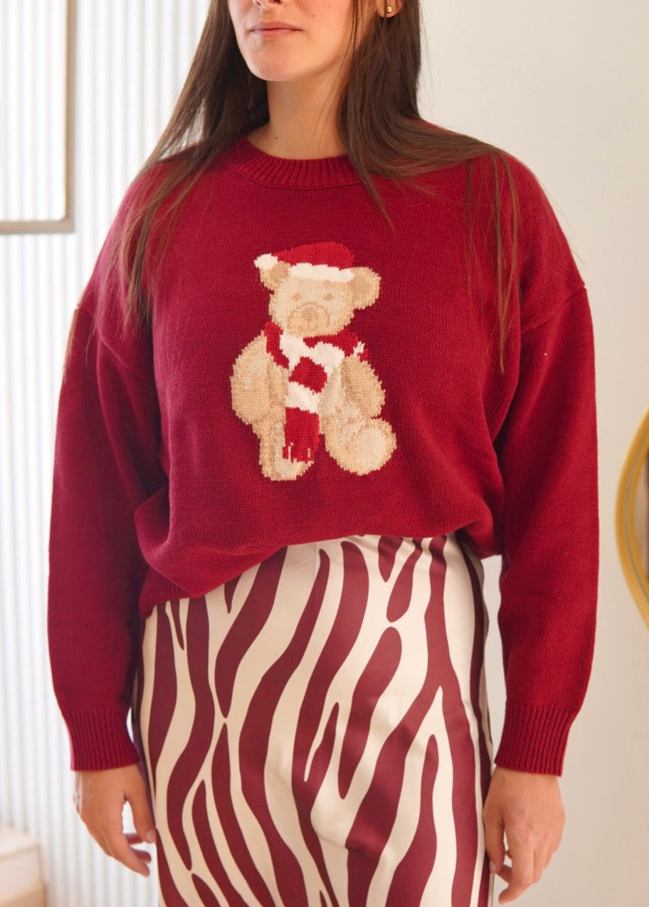 Sueter Navidad Oso Tejido