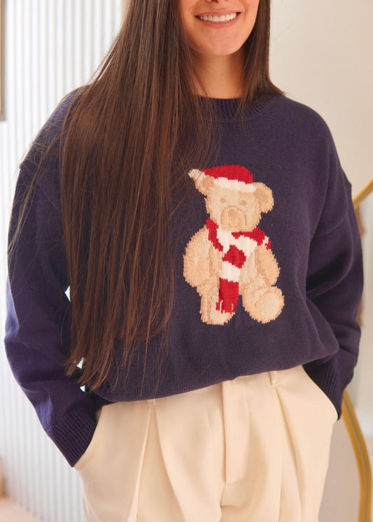 Sueter Navidad Oso Tejido
