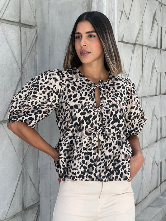 Blusa Animal Print Lazos