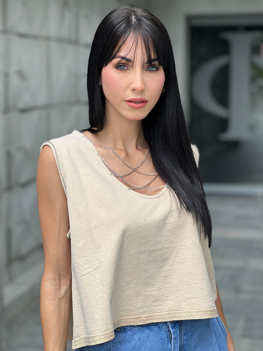 Blusa Nude Detalles Brillos