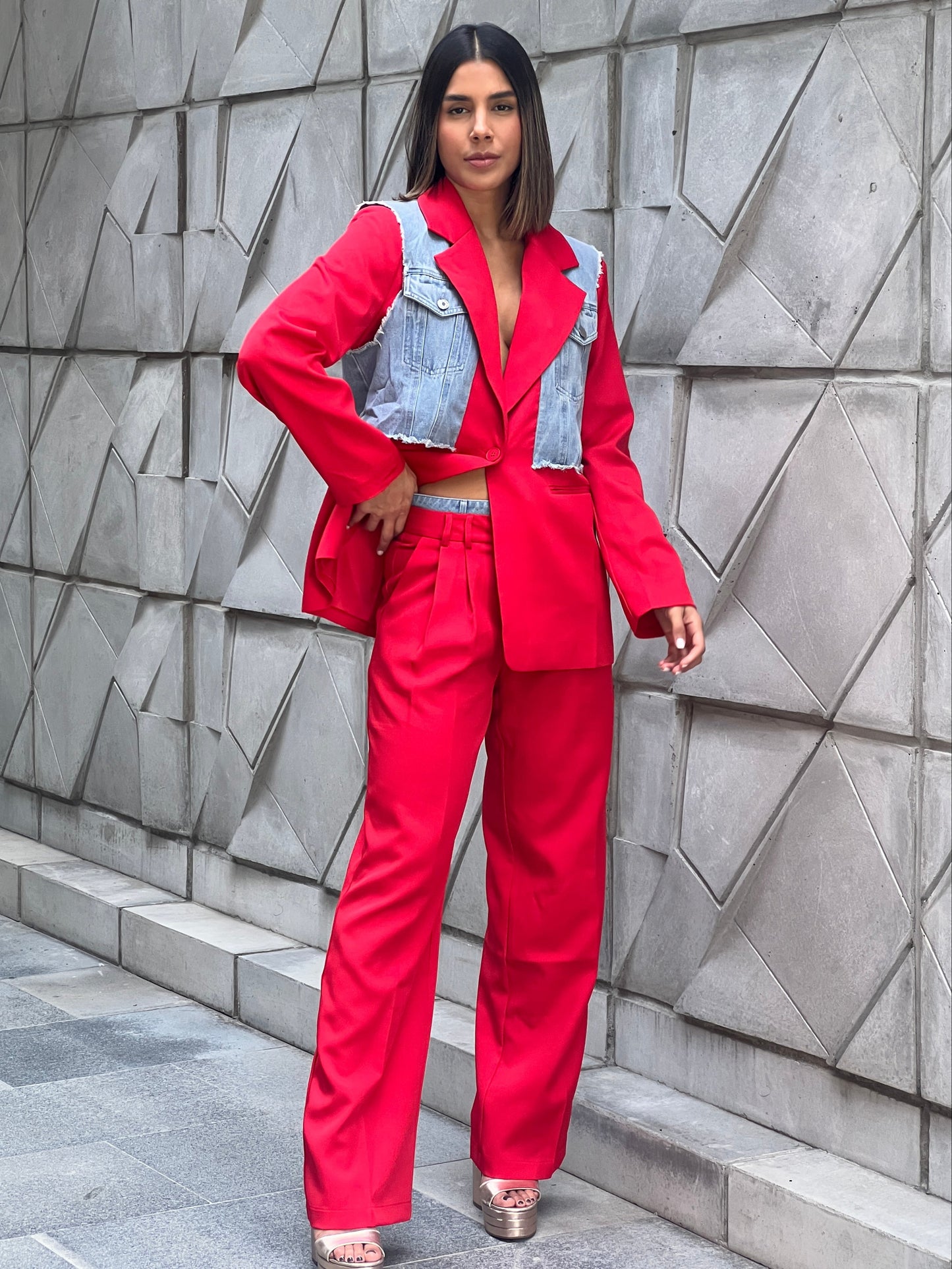 Set Blazer Rojo/Jean