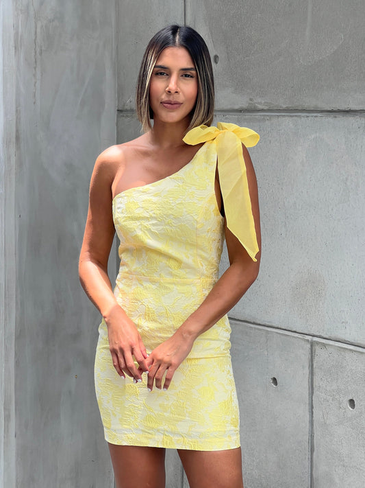 Vestido Amarillo Un Hombro