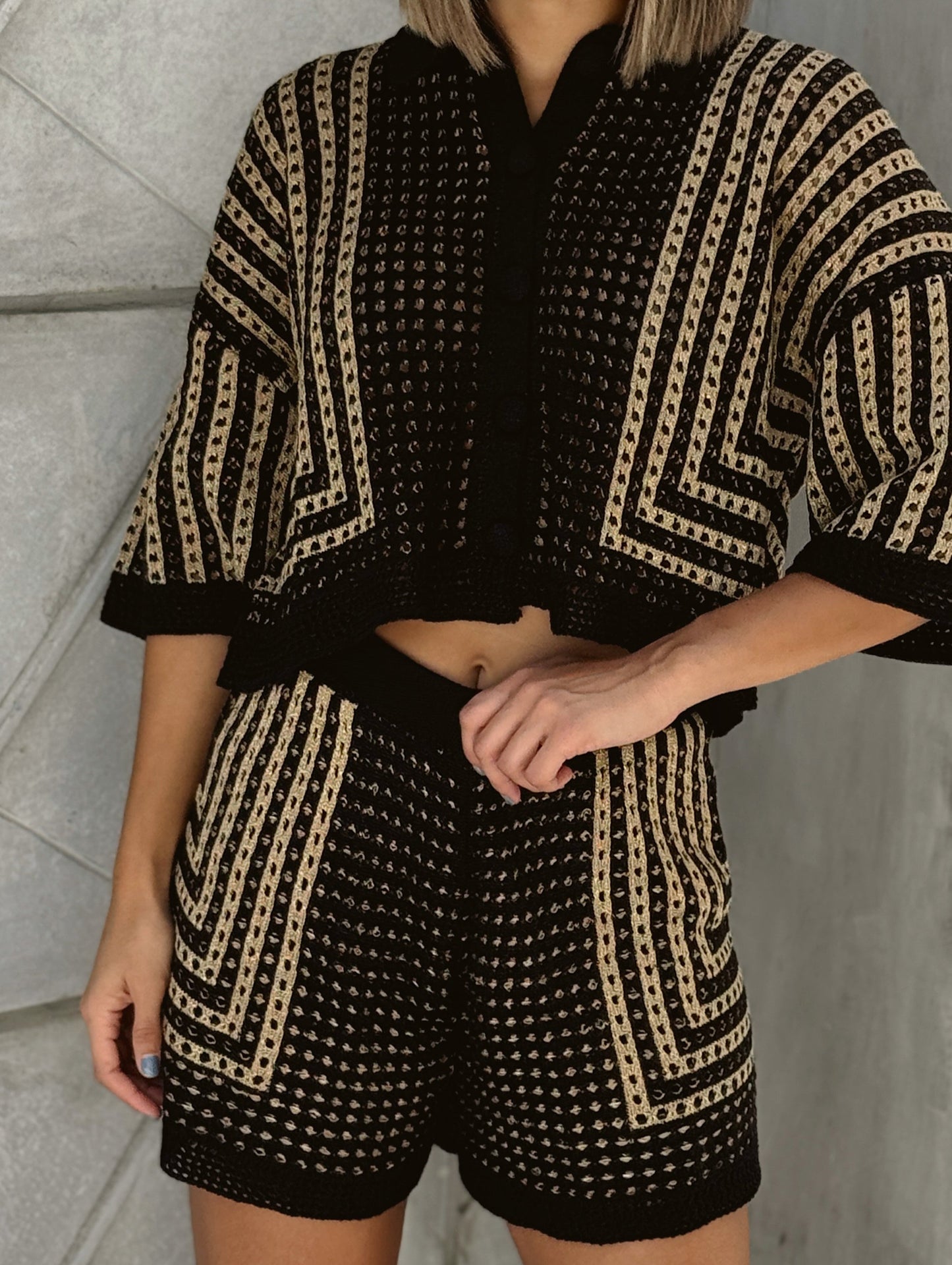 Set Prisma Lurex Negro y Dorado