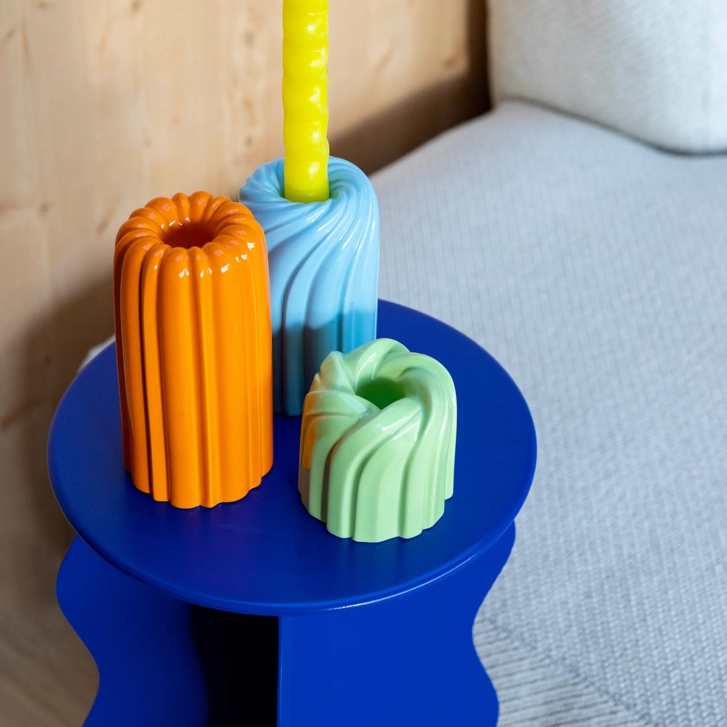 Candle Holder Turban Light Blue